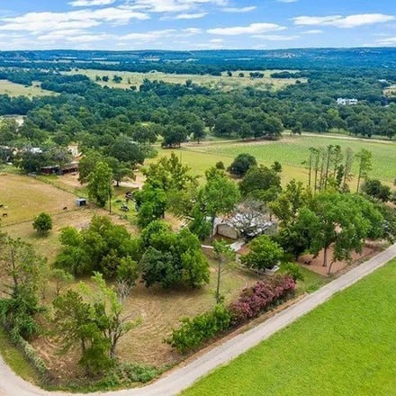 Aerial view of The Sanctuary's 100 acres in Fredericksburg, Texas